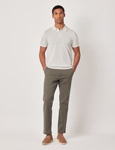 Cream Knitted Cotton Polo Shirt - Short Sleeve-preview5