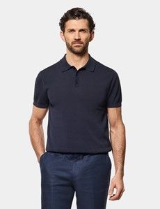 Midnight Navy Premium Knitted Polo Shirt