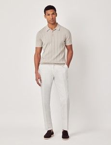 Slim Fit Light Taupe Inverted Rib Knitted Polo Shirt-preview4