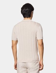 Light Taupe Premium Knitted Rib Polo Shirt