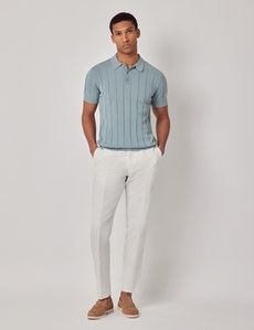 Light Petrol Inverted Rib Knitted Polo Shirt - Short Sleeve-preview5