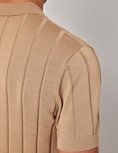 Dark Beige Premium Knitted Rib Polo Shirt