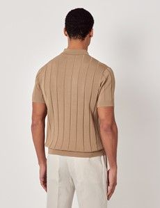 Dark Beige Premium Knitted Rib Polo Shirt