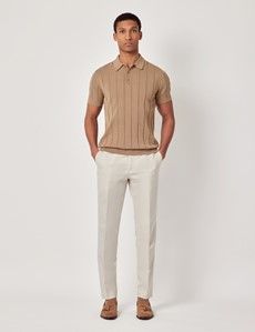 Dark Beige Premium Knitted Rib Polo Shirt