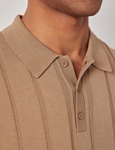 Dark Beige Premium Knitted Rib Polo Shirt