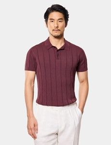 Claret Premium Knitted Rib Polo Shirt