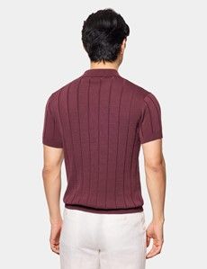 Claret Premium Knitted Rib Polo Shirt