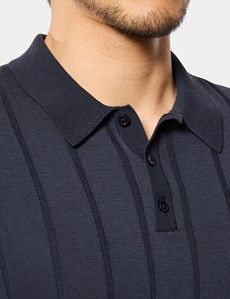 Midnight Navy Premium Knitted Rib Polo Shirt