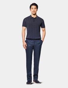 Midnight Navy Premium Knitted Rib Polo Shirt