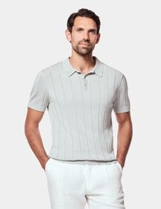 Light Sage Premium Knitted Rib Polo Shirt