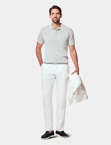 Light Sage Premium Knitted Rib Polo Shirt