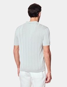 Light Sage Premium Knitted Rib Polo Shirt