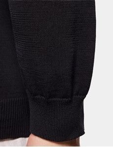 Black Premium Knitted Polo Shirt - Long Sleeve
