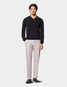 Black Premium Knitted Polo Shirt - Long Sleeve