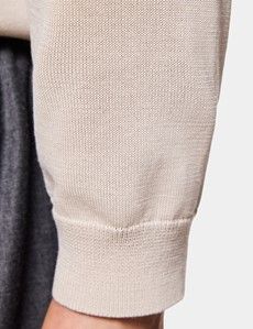 Light Taupe Premium Knitted Polo Shirt - Long Sleeve