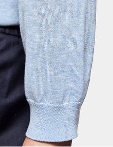 Pale Blue Premium Knitted Polo Shirt - Long Sleeve