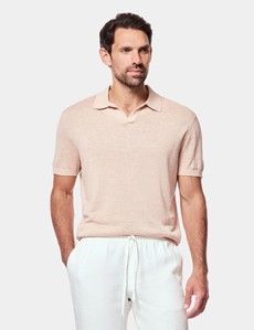 Apricot Premium Knitted Linen Polo Shirt