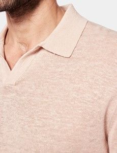 Apricot Premium Knitted Linen Polo Shirt