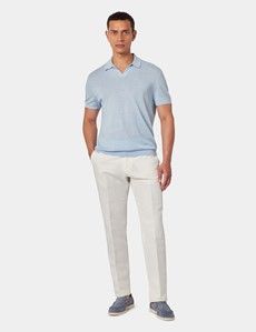 Slim Fit Light Blue Open Collar Polo Shirt-preview5