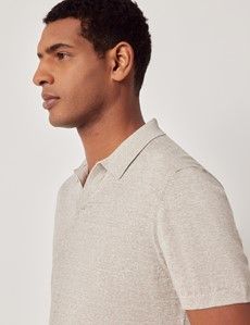 Natural Open Collar Linen Polo Shirt – Short Sleeve-preview2