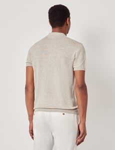 Natural Open Collar Linen Polo Shirt – Short Sleeve-preview3