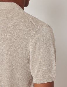 Natural Open Collar Linen Polo Shirt – Short Sleeve-preview4