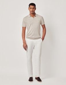 Natural Open Collar Linen Polo Shirt – Short Sleeve-preview5