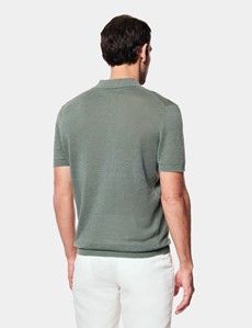Green Premium Knitted Linen Polo Shirt