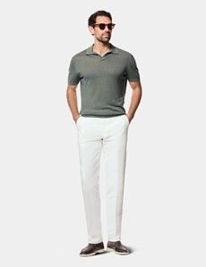Green Premium Knitted Linen Polo Shirt