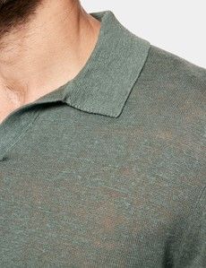Green Premium Knitted Linen Polo Shirt