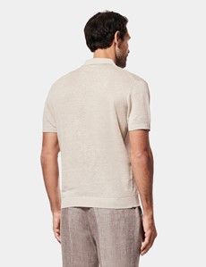 Beige Premium Knitted Linen Polo Shirt