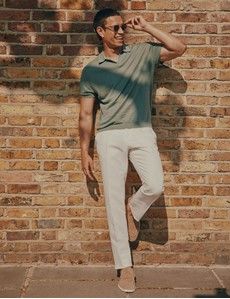 Slim Fit Dark Sage Open Collar Polo Shirt-preview1