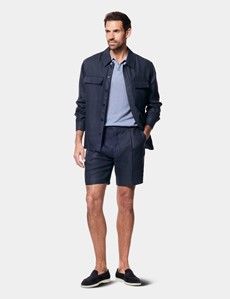 Dusty Blue Premium Knitted Linen Polo Shirt