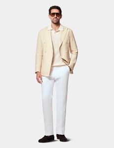 Cream Premium Open Knit Polo Shirt