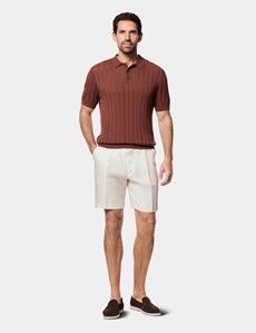 Tobacco Premium Pointelle Stripe Polo Shirt