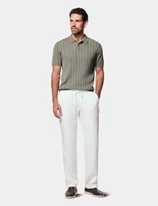 Dark Sage Premium Pointelle Stripe Polo Shirt