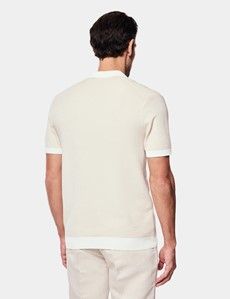 Sand & White Premium Rib Knitted Polo Shirt