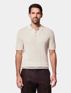 Light Taupe Premium Honeycomb Knit Polo Shirt