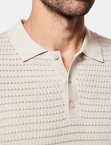Light Taupe Premium Honeycomb Knit Polo Shirt