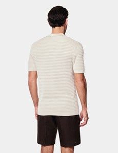 Light Taupe Premium Honeycomb Knit Polo Shirt