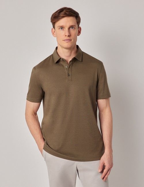 Green Cotton-Linen Polo Shirt – Short Sleeve