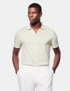 Pale Green Open Collar Polo Shirt