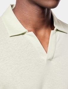 Pale Green Open Collar Polo Shirt