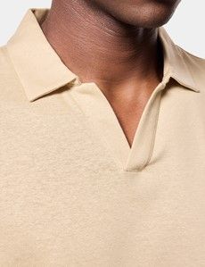 Sand Open Collar Polo Shirt
