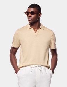 Sand Open Collar Polo Shirt