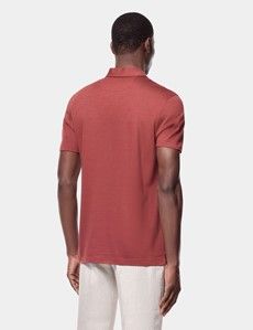 Rust Open Collar Polo Shirt