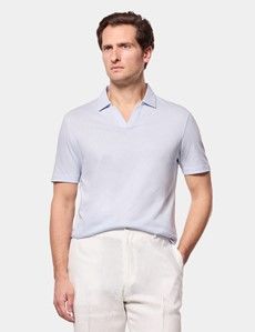 Pale Blue Open Collar Polo Shirt