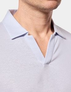 Pale Blue Open Collar Polo Shirt