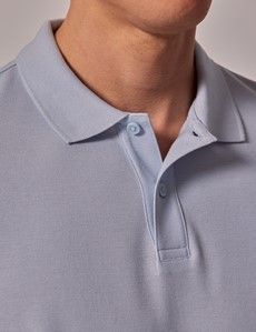 Men's Light Blue Mercerised Cotton Polo Shirt - Short Sleeve | Hawes ...