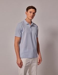 Light Blue Mercerized Cotton Polo Shirt - Short Sleeve-preview2